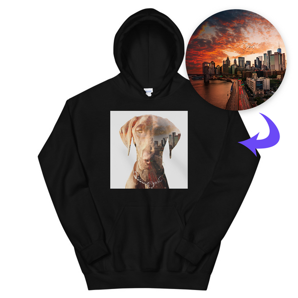 Men's / Women's Double Exposure Pet Print Hoodie (Black)