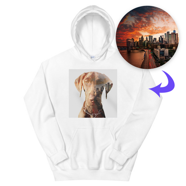 Men's / Women's Double Exposure Pet Print Hoodie (White)