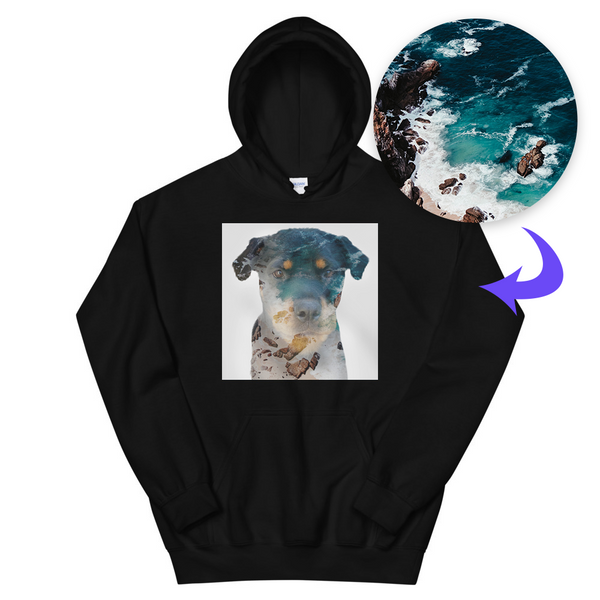 Men's / Women's Double Exposure Pet Print Hoodie (Black)