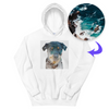 Men's / Women's Double Exposure Pet Print Hoodie (White)
