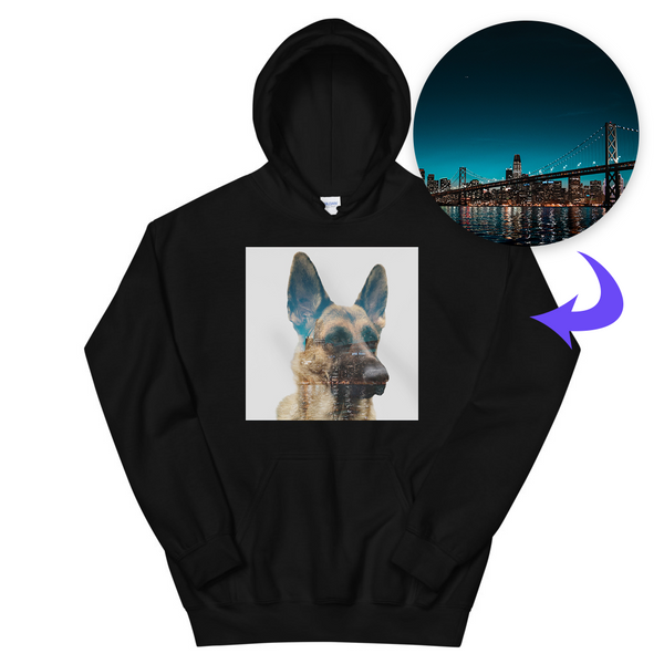 Men's / Women's Double Exposure Pet Print Hoodie (Black)