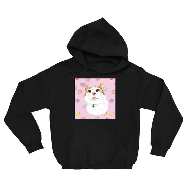 Men's / Women's Valentines Pet Portrait Hoodie (Black)