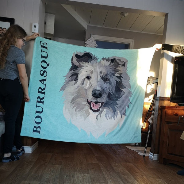 Custom Pet Print Fleece Blanket with Text