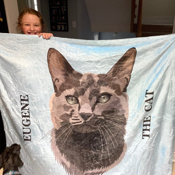 Custom Pet Print Fleece Blanket with Text
