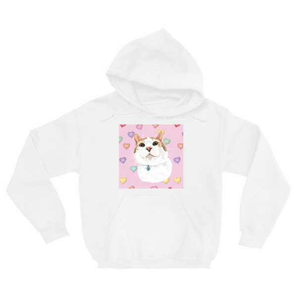 Men's / Women's Valentines Pet Portrait Hoodie (White)