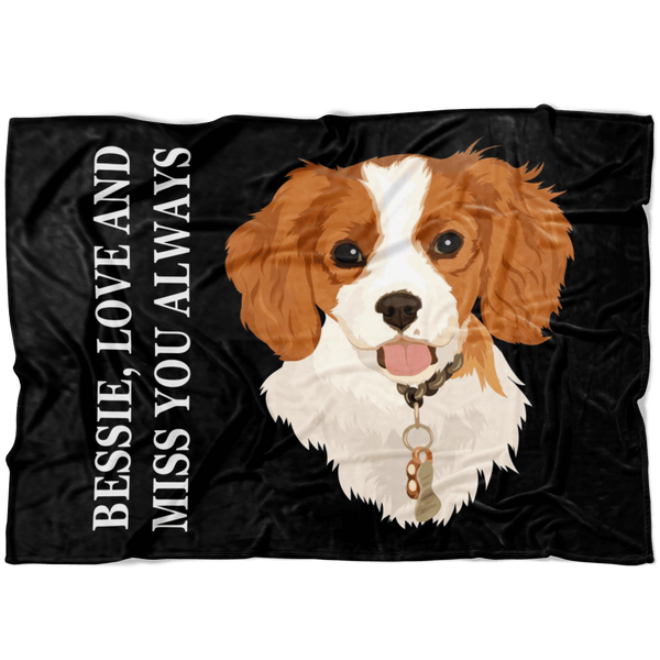 Custom Pet Print Fleece Blanket with Text