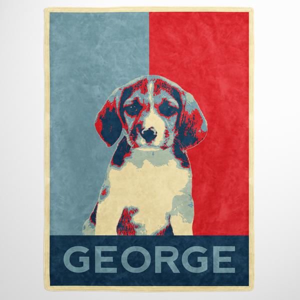 Retro Pet Print Fleece Blanket
