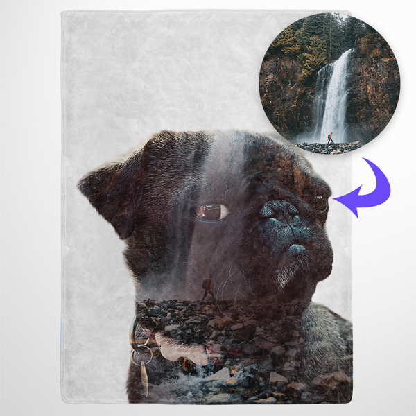 Double Exposure Pet Print Fleece Blanket