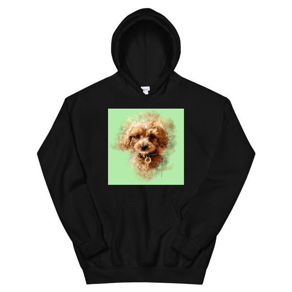 Men's / Women's Watercolor Pet Print Hoodie (Black)