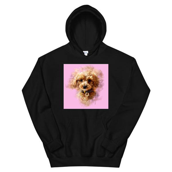 Men's / Women's Watercolor Pet Print Hoodie (Black)