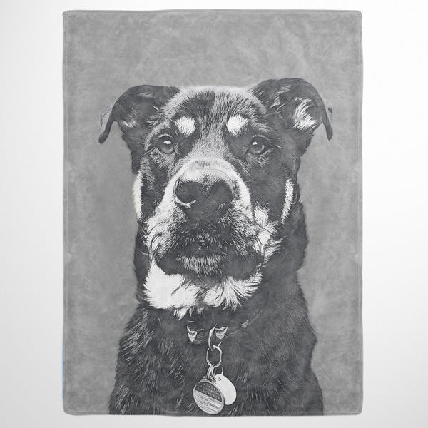 Monochrome Sketch Pet Print Fleece Blanket