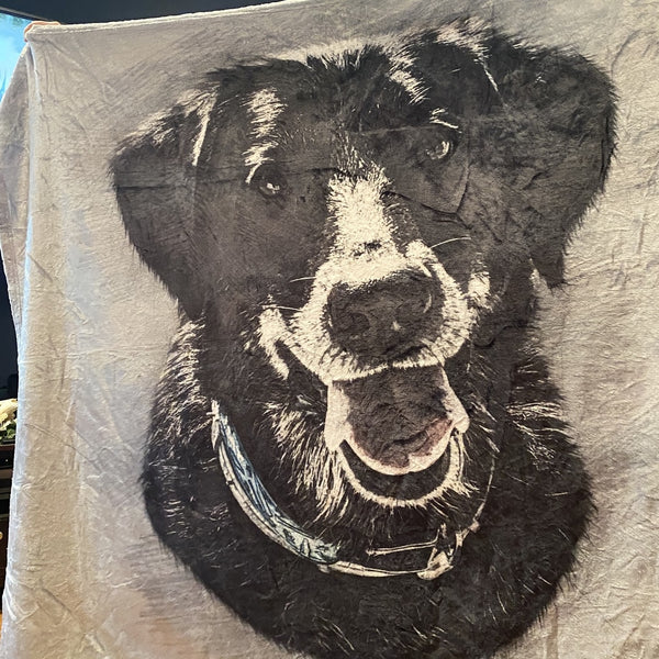 Monochrome Sketch Pet Print Fleece Blanket