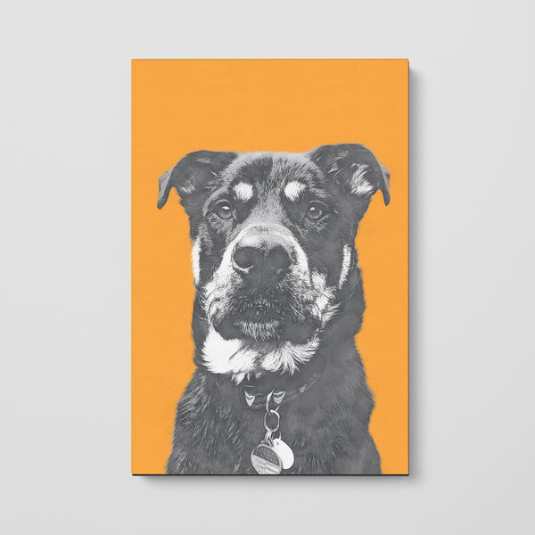 Monochrome Sketch Pet Print Canvas