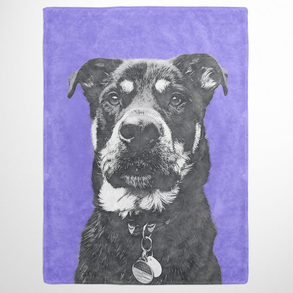 Monochrome Sketch Pet Print Fleece Blanket