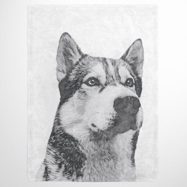 Monochrome Sketch Pet Print Fleece Blanket