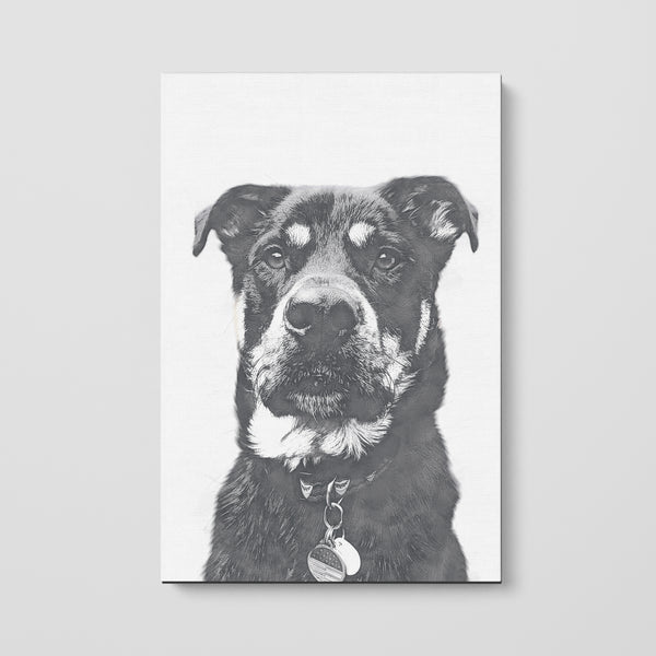 Monochrome Sketch Pet Print Canvas