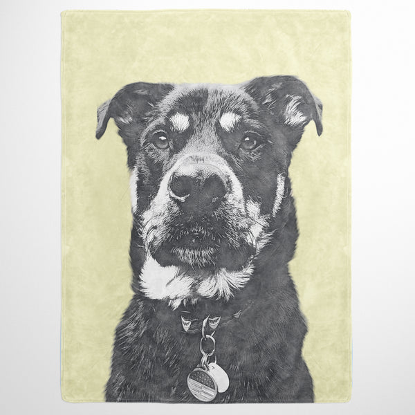 Monochrome Sketch Pet Print Fleece Blanket