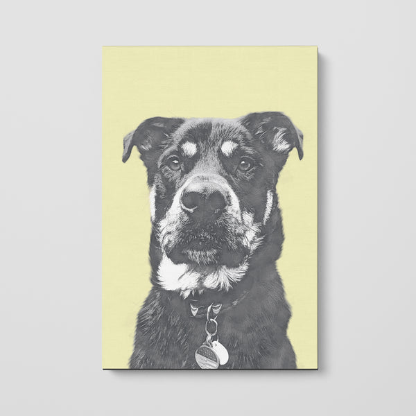 Monochrome Sketch Pet Print Canvas