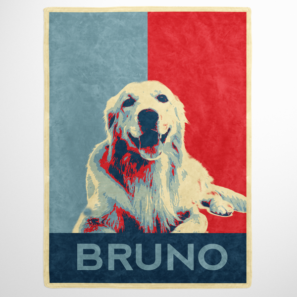 Retro Pet Print Fleece Blanket