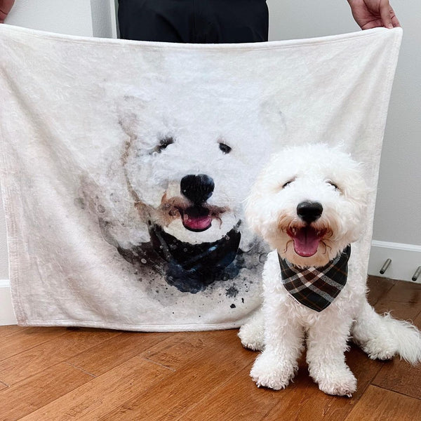 Watercolor Pet Print Fleece Blanket
