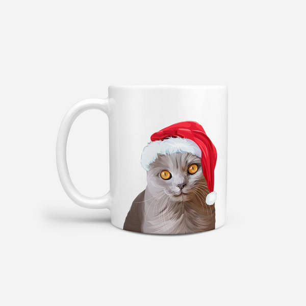 Christmas Santa Hat Pet Print Mug